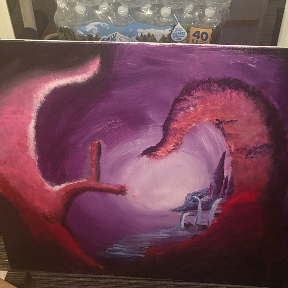 Abstract Purple and Red Canvas Art